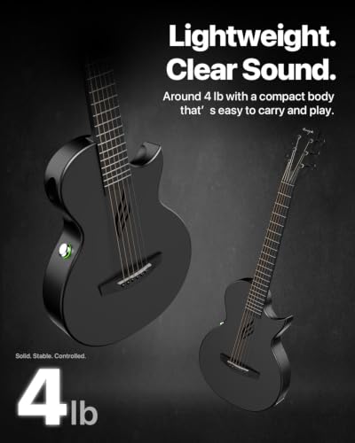 Image of Enya NOVA GO SP1 Carbon Fiber Travel Guitar - 35 inch Acoustic Electric with Smart AcousticPlus Technology, Built-in Effects, USB Recording, Bluetooth Speaker, Beginner Bundle with Gig Bag & Accessories