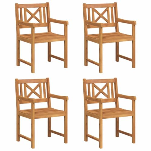 Fauteuils d'extérieur rustiques en acacia lot de 4 chaises