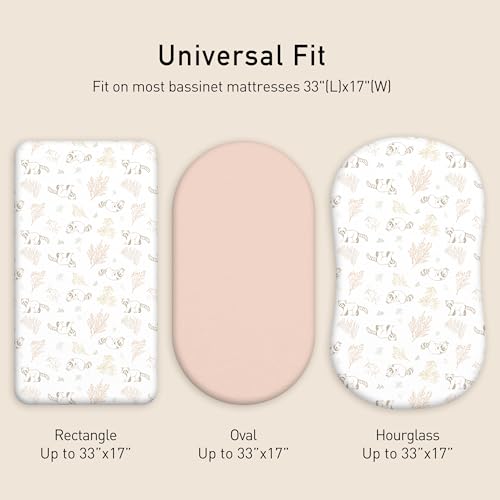 Image of Gllquen Baby Organic Cotton Bassinet Sheets (33 inchx17 inch) 2-Pack Animal | 100% Cotton Bassinet Mattress Sheets, Compatible with Halo, Graco, Baby Delight. Soft, universal fitted for girls boys unisex