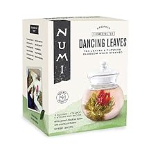 Numi Organic Tea Dancing Leaves Flowering Tea Gift Set, 5 Tea Blossoms with 16 Ounce Glass Teapot