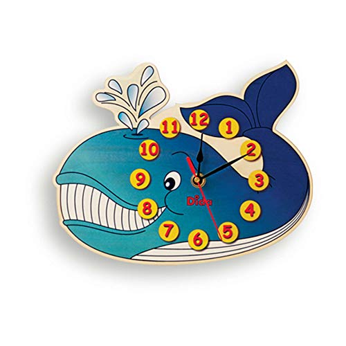 Dida - Balena, Orologio da Parete per Bambini con Animali in Legno, Arreda e Rallegra la Cameretta dei Bimbi e ogni Ambiente della Casa, Prodotto Made in Italy