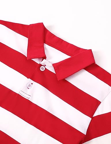 Image of COSLAND Boys' Striped Polo Shirt, Cotton Short Sleeve Shirt, X-Small-Large