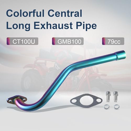 Image of Color Central long Exhaust Pipe For Coleman CT100U FRP GMB100 Predator 79cc 98cc 3HP Engine Mini Bike