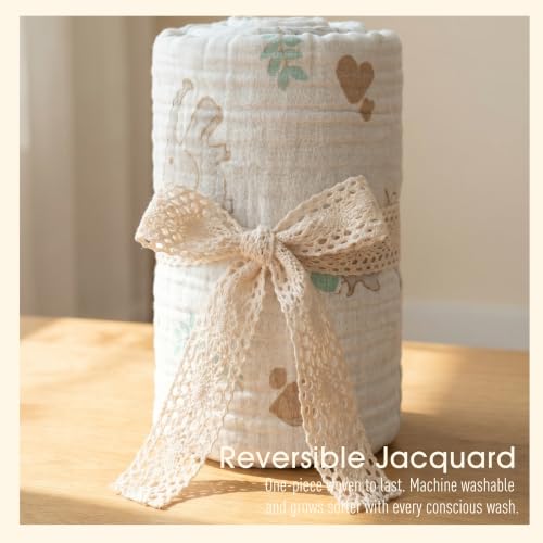 Image of Ultra Soft Muslin Baby Blanket, A Versatile Swaddle and Bed Blanket for Babies, Toddlers, Boys, and Girls (Forest Elephant 1 Pack).