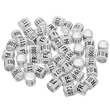 TOGEVAL 50 Stück Brieftauben-Fußkettchen Ring für Tauben Tragbare Jod-Volt Brutkastentaube schlüpfende Tauben individuelle Vogelbeinbänder Taubenbandschnapper Aluminium-Kunststoff Weiß