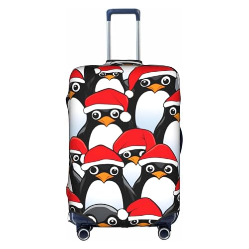 Christmas Penguins Tsa Approved Luggage Cover For 18-32 Inch Suitcases Scratch-Resistant Stretch Luggage Cover