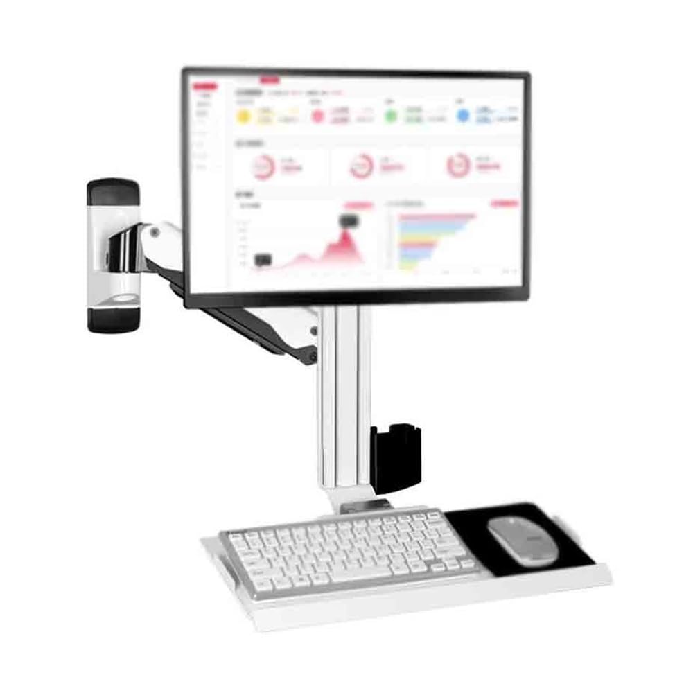 Supporto da Parete per Monitor da Ufficio, Braccio Singolo con Vassoio, per Schermi da 15 A 27 Pollici, Accessori da Scrivania.