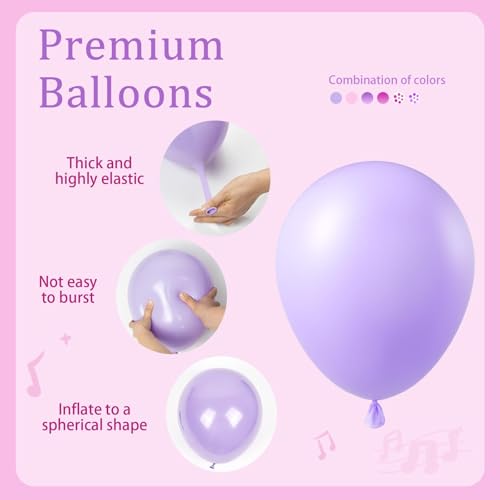 Image of 61pcs Pink and Purple Balloons, 12 Inch Purple Pink Confetti Balloons, Metallic Balloon with Ribbon for Bridal Baby Shower Wedding Women Birthday Party Decorations