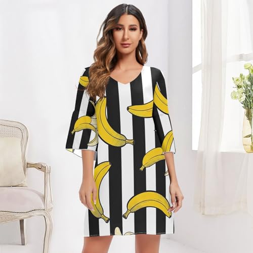 Robe décontractée à rayures chic et fluide en mousseline avec manches 3/4 - 6