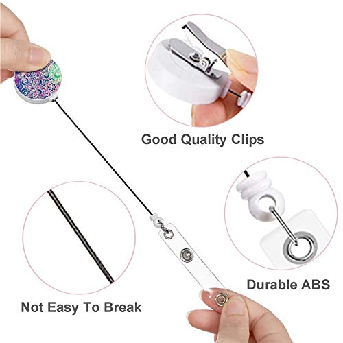 10 Pieces Retractable Badge Reel Clip Marble Badge Reels With Alligator Clip On Id Card Holders For Office Worker Doctor Nurse (Pretty Marble) #TOP2