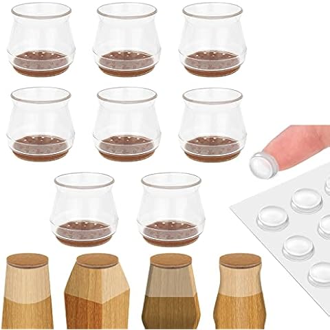 Chair Leg Floor Protectors 8pcs, (Size L) Silicone Chair Leg Caps, Transparent Chair Leg Protectors for Various Chair Legs, Floor Protectors for Furniture to Prevents Scratches and Noise Cover