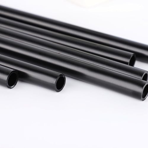 Pack of 200 Plastic Straws, Reusable Drinking Straws, Black, 22 cm (Calibre 6 mm), for Drinks from Bar, Parties, Home