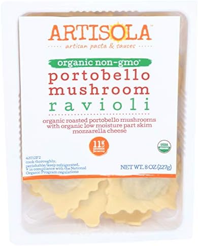 Artisola Pasta, Organic Portobello Mushroom Ravioli, 8 oz