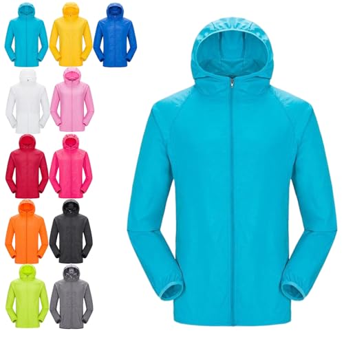 Unassumins Windbreaker, Lightweight Water-Resistant Packable Rain Jacket with UV Protection for Hiking Travel Outdoor