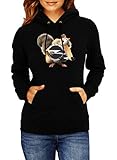 DTG print Kapuzenpullover OPEL Scrat Ice Age Logo Hoodie Damen Women Car Auto Tee Black Grey Long Sleeves Present Christmas (M, Black)