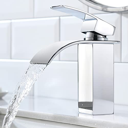 Grifo De Agua Fría Para Lavabo De Acero Inoxidable 304 | Con Manguera De 60 Cm | Diseño Cascada, Monomando | Para Baño De Invitados O Garaje