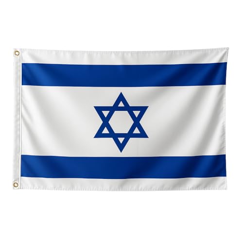 Murago - Israel Fahne ca.150 x 90cm mit Ösen - wetterfest Doppelnaht Flagge israelische Hissflagge Nationalflagge