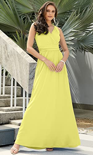 Image of KOH KOH Womens Long Sleeveless Flowy Bridesmaid Cocktail Evening Gown Maxi Dress
