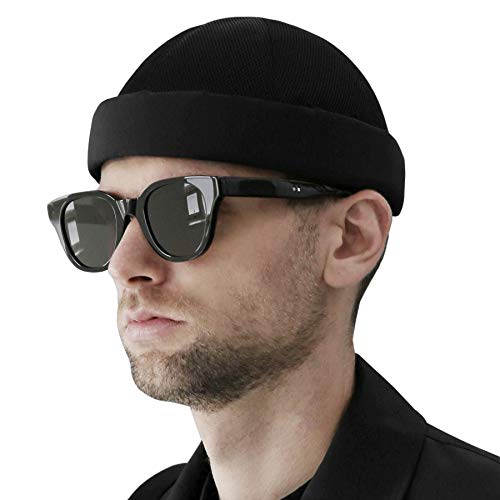 UNDERCONTROL Brimless Sailor Fisherman Leon Mesh Supplex UPF 40 Hat Rolled Cuff Harbour No Visor Miki Skull Docker Beanie Cap Black