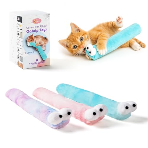 Gochanmon Cat Toys Pillows 3 Pack Catnip Inside Soft and Durable Kick Sticks with Crinkle Sound Interactive Indoor Kitten Play and Exercise Toy 12.5 Inches