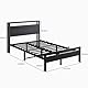 HOJINLINERO Bettgestell Metallbett 120x200 mit Lattenrost & USB Ladefunktion,Modern Gästebett Jugendbett 120x200 mit Stauraum Kopfteil,Bettrahmen aus Metall Holz für Schlafzimmer,Bed Frame,Schwarz