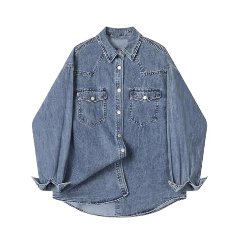 Chemise en denim vintage et veste décontractée pour femme, hauts de printemps légers en coton