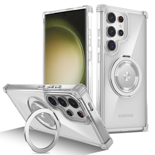 Coque Samsung S23 Ultra anti-choc protégeant les coins avec anneau magnétique intégré