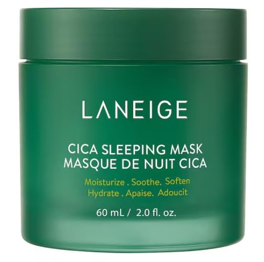 LANEIGE ORIGINAL | CICA SLEEPING MASK | Mascarilla de Noche calmante e hidratante | VEGANA | 60 mililitros / 2.0 fl. oz. | by BELLA