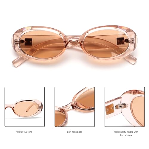 Trendy Oval Sunglasses for Women Retro Vintage 90s Sunnies for Small Face Narrow Round Shades Cat Eye4