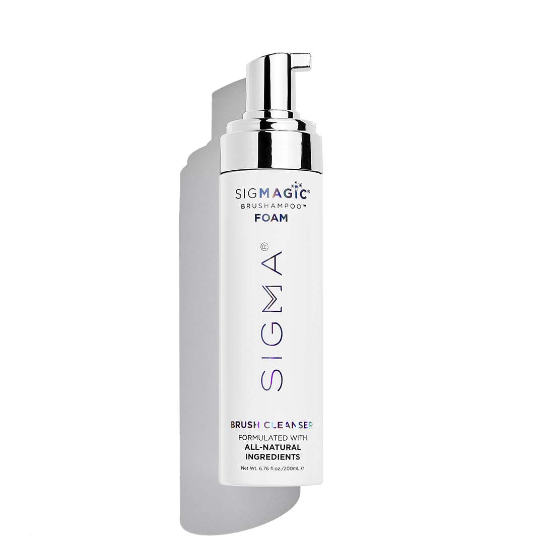 Sigma Beauty Sigmagic Foam Makeup Brush Shampoo – Makeup Brush Cleaner Solution with Professional Grade Formula to Remove Makeup Residue and Build Up on Brushes & Sponges (6.76 FL Oz)