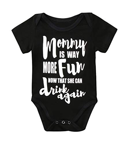 Newborn Baby GOT My Mind ON My Mommy Paws Funny Bodysuits Rompers Outfits Grey White 0-18M (P-Mommy is Way More Fun, 0-3M)