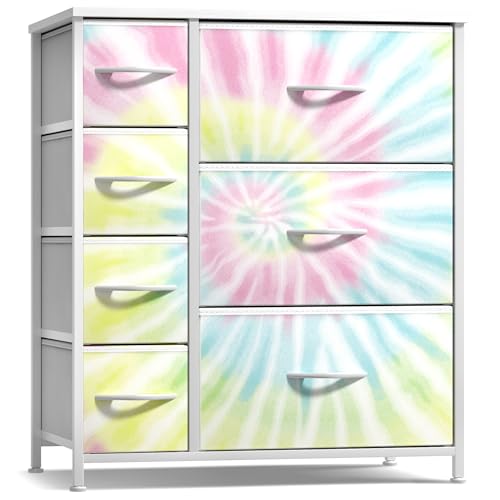 Sorbus 7-Drawer Dresser for Kids Bedroom, Wood Top (Light Tie-dye) - image 7