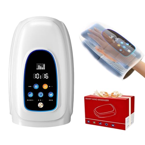Elektrische Handmassagegeräte, Kabelloses Handmassagegerät mit 3 Luftkompression-Modi und 5 SIntensitätsstufen, Handmassagegerät mit Thermotherapie für Arthritis und Karpaltunnel, Großes Geschenk