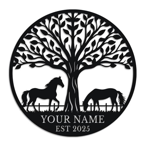 Personalized Horse Metal Wall Art with Custom Name, Equestrian Ranch