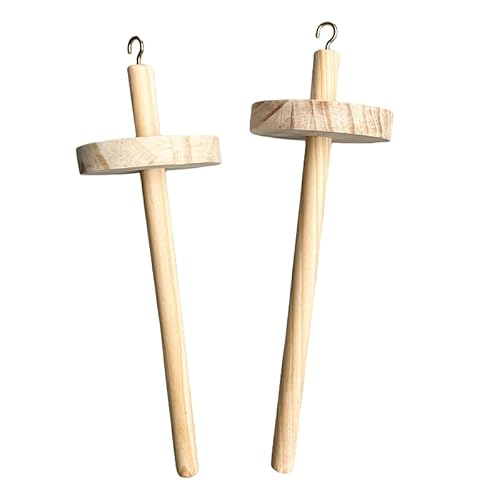 image for KNEWMART 2 Pieces DIY Drop Spindle Top Wheel Yarn Spinner Hand Cranked