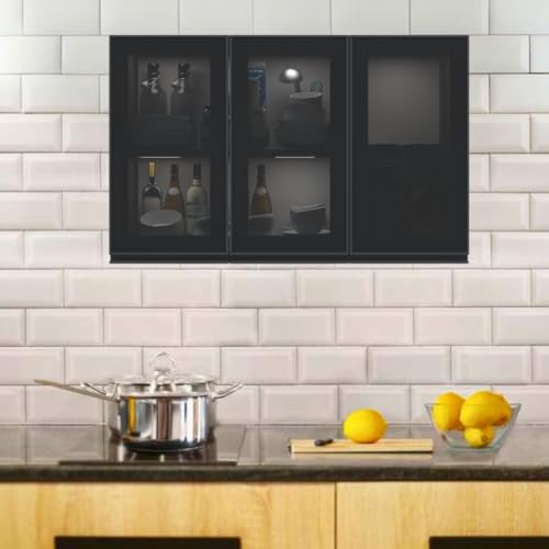 Image of SPECIALITY PANELS Multipurpose Cabinet with Modern Elegance Tinted Glass Wall Cabinet, Space Organizer for Office /Kitchen in (Cochwood Brown, 3 Glass Shutter)