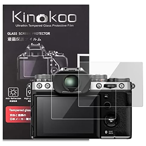 kinokoo Fuji XT5 Screen Protector, 0.25mm 9H Hardness Tempered Glass Film for Fuji X-T5/XT5 Digital Camera Bubble-free/Anti-scratch(2 pack) Cover