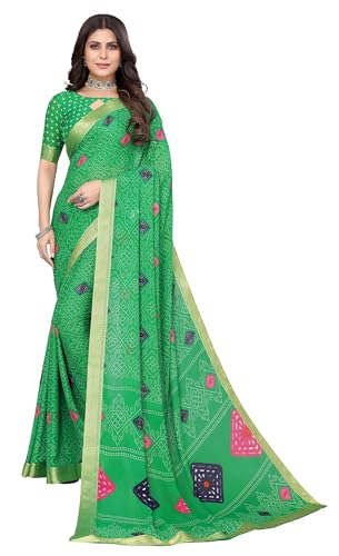 Sari imprimé georgette idéal pour mariages et soirées traditionnelles avec dentelle