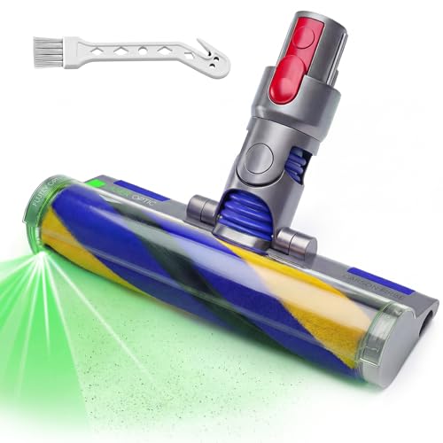 Image of LED Fluffy Soft Roller Cleaner Head Replacement for Dy-son V7 V8 V11 Animal V15 Detect V10 Cyclone Vacuum, Upgrade Green Light Dust Detect Anti-Tangle Quick Release Brush Attachments Parts