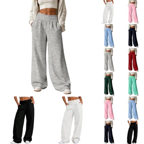 Wide Leg Sweatpants Women Baggy Y2K High Rise Flare Fold Track Sweat Pants - image 1