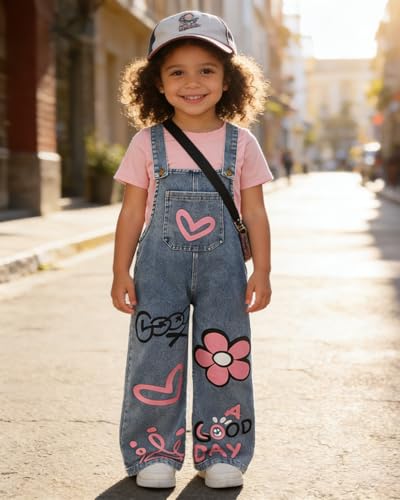 Image of OLMRJKD Toddler Girl Summer Clothes Short Sleeve Denim Overall Jumpsuit with Top Girls Spring Outfits Set