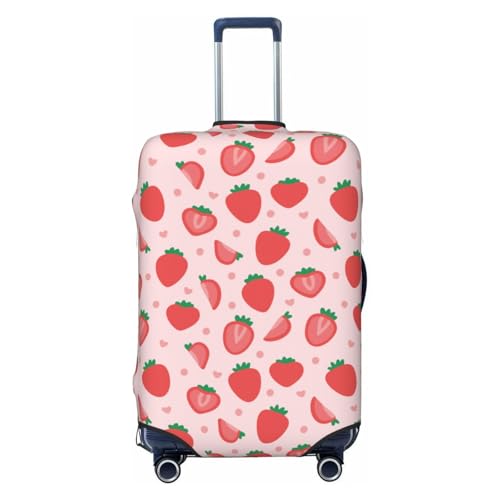 Strawberry Print Luggage Cover For Suitcase,Washable Elastic Travel Suitcase Protector With Zipper Closure And Bottom Buckle – Fits 18-32