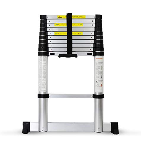 Preisvergleich Produktbild Grafner Telekopleiter / 3,2 Meter / Softclose / Verriegelungsanzeige / Querfuß / EN131 zertifiziert / sicheres zusammenklappen mit einem Knopfdruck / Klemmschutz / rutschsichere Stufen
