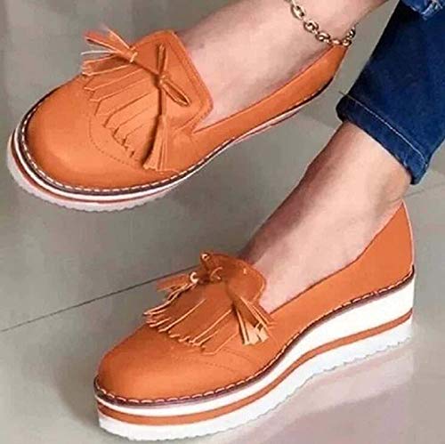 XWCG Women Sandals Closed Toe Sandals Casual Leather Sandals Sandals Womens Wedge Summer Ladies Leather Sandal Retro Round Head Casual Tassel Platform Shoes Beach Shoes,Blue,423