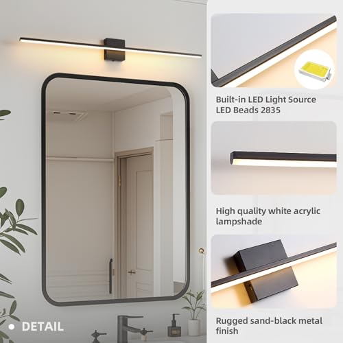Image of Modern Bathroom Vanity Light 40 Inch, 23W Black Bathroom Light Fixture Over Mirror, Dimmable 5CCT LED Wall Sconce Lighting for Restroom Mirro