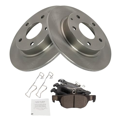 Image of TRQ Rear Brake Pad and Rotor Set Ceramic Compatible with 2019-2021 Mazda 3 2020-2021 CX-3 2020-2021 CX-30