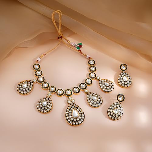 Image of Rubans Kundan Necklace Set Traditional Jewellery Gift for Women & Girls