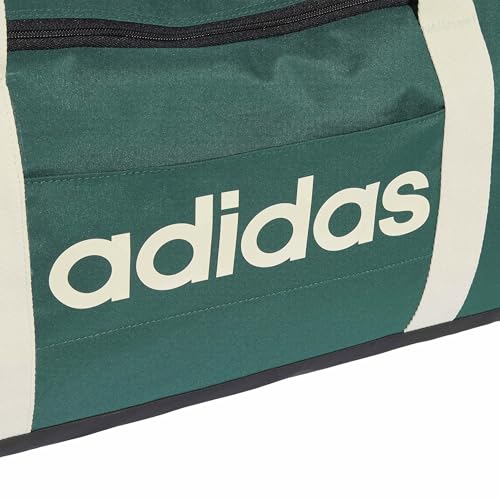 Image of adidas Unisex Essentials Linear Duffel Bag Duffel Bag, Collegiate Green /Ivory, M