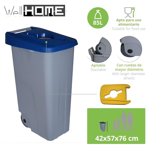 WELL HOME MOBILIARIO & DECORACIÓN Otwarty pojemnik 85L niebieski H.76cm + rolka 10 worków na śmieci 100 l