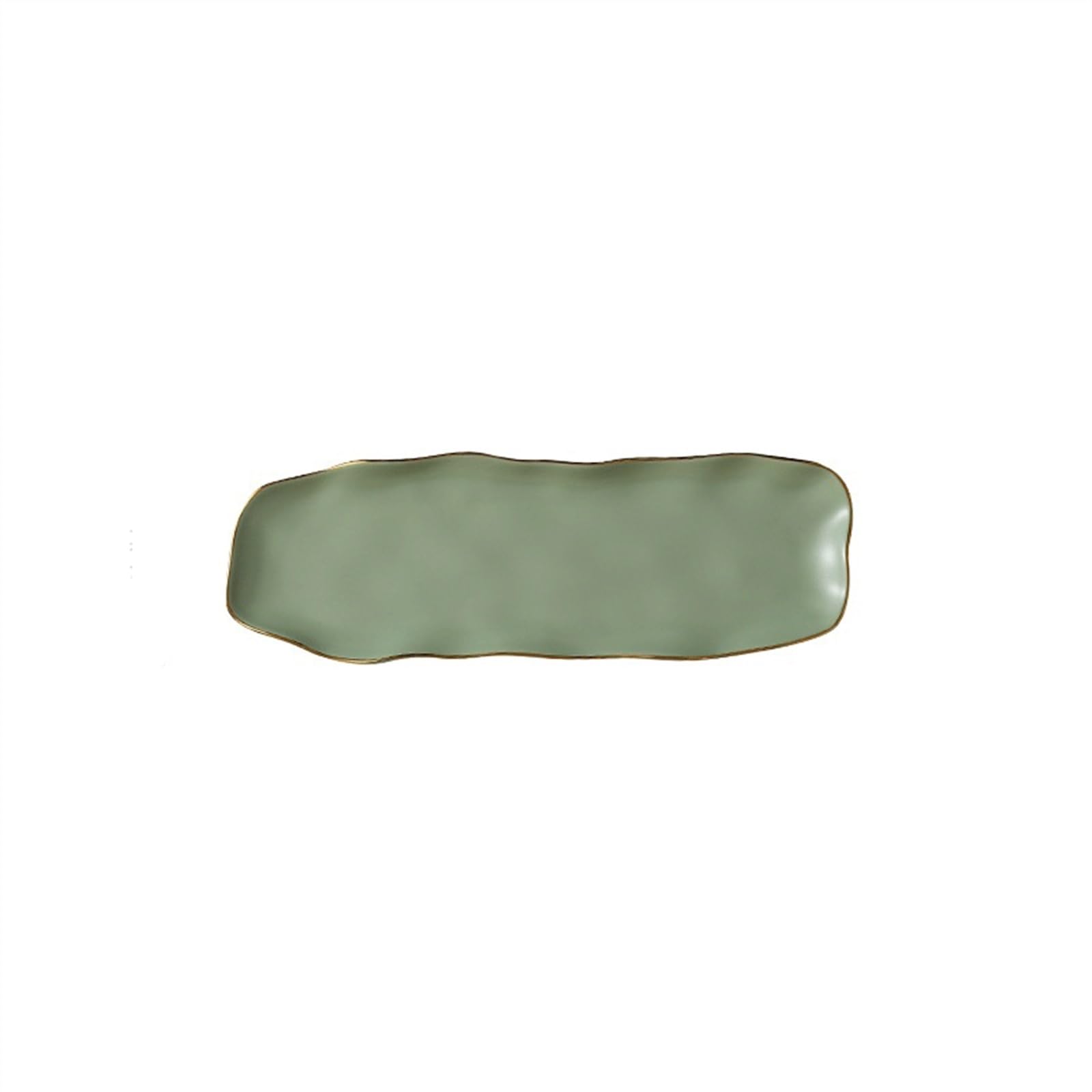 HPTHLY Plate Ceramic Rectangular Plate Home Cooking Sashimi Plate Irregular Plate Sushi Plate Dim Sum Pastry Dinner Plate Tableware Dessert Plate (Green 30Cm)